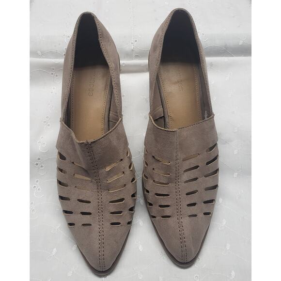 Maurices Bella Faux Suede Slip On Shoes7.5 M Chop Out Pointed Toe Block Heel - Picture 5 of 12